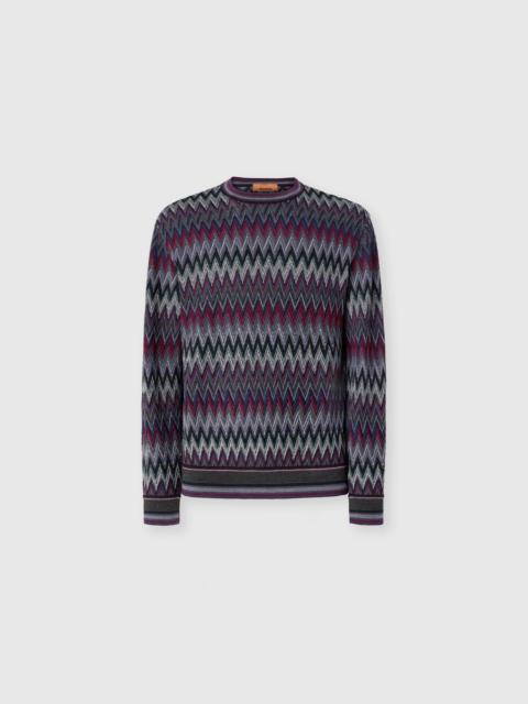 Missoni Missoni Crew Neck Sweater With 3d Zigzag Pattern in Multicoloured at Nordstrom