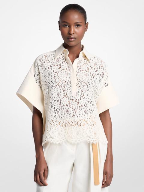 MICHAEL KORS COLLECTION Corded Floral Lace Butterfly-Sleeve Top