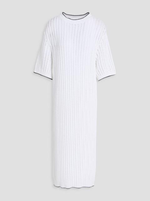 Brunello Cucinelli Open-knit cotton midi dress