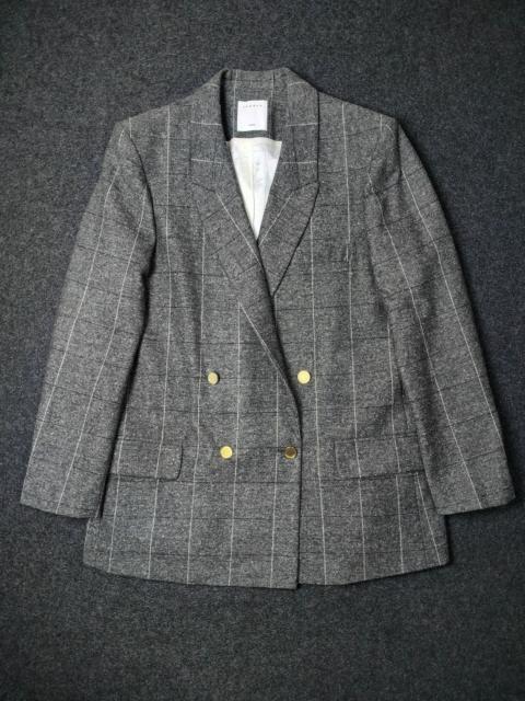 Sandro Sandro Paris Lani Checked Double-Breasted Blazer in Gray