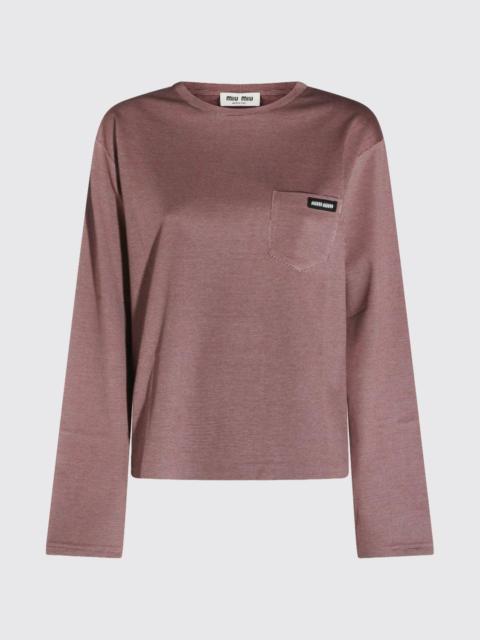 Miu Miu Miu Miu Women Miu Miu Bicolor Jersey T-Shirt With Logo