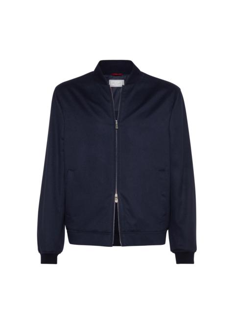 Brunello Cucinelli Brunello Cucinelli Cashmere bomber in Avio Blue at Nordstrom