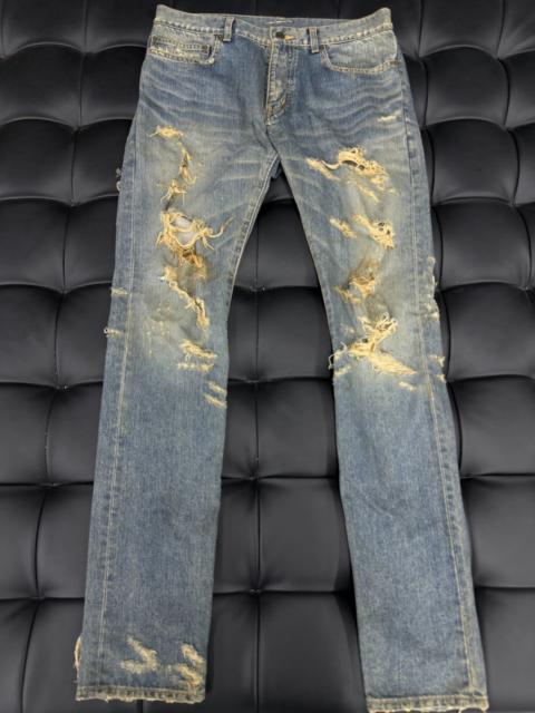 SAINT LAURENT Saint Laurent SLP 2013 Washed Whiskered Distressed Jeans