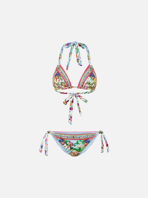 CAMILLA TRIANGLE BIKINI SET WITH TIE SIDES AND RING TRIMS