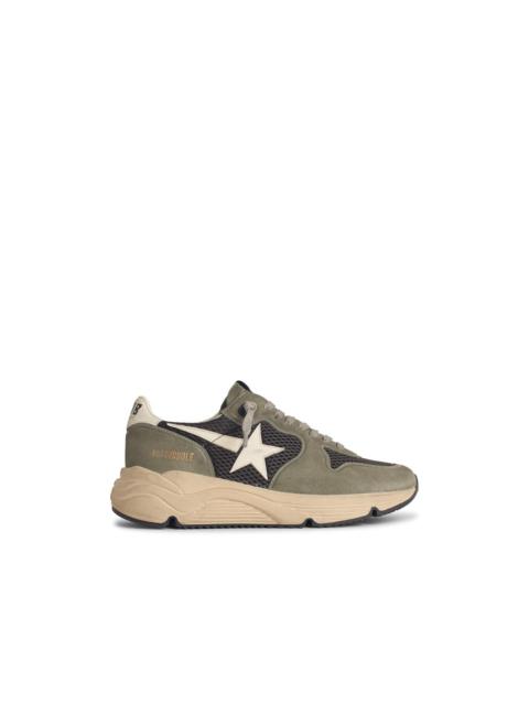 Golden Goose Running Sole' In Green Suede With White Leather Star And Heel Men