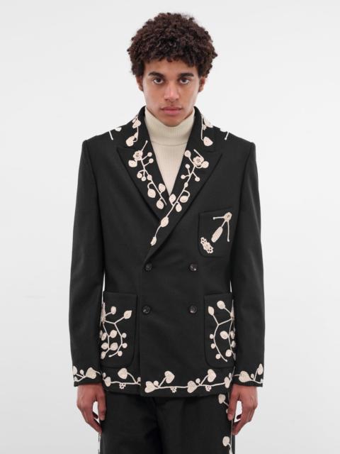 BODE Navy Wool Crochet Embroidered Blazer
