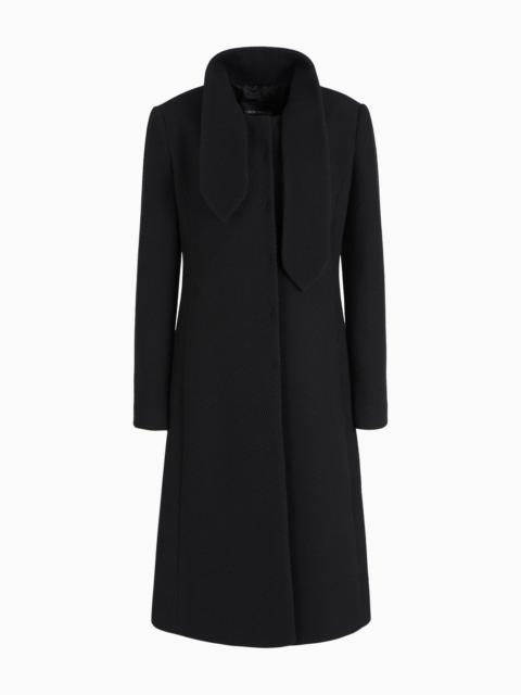 EMPORIO ARMANI Coat with foulard collar in a wool blend cover fabric
