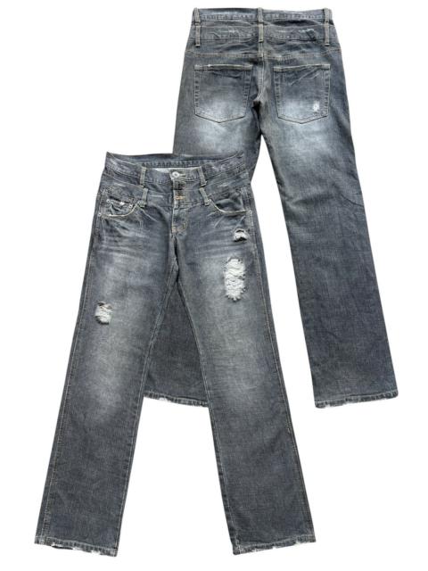 Hysteric Glamour Y2K Cyber Double Waist Gothic Black Denim Jeans 33x32