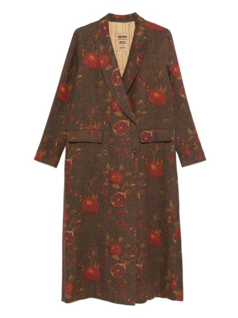 UMA WANG Double-Breasted Coat With Pomegranate Print