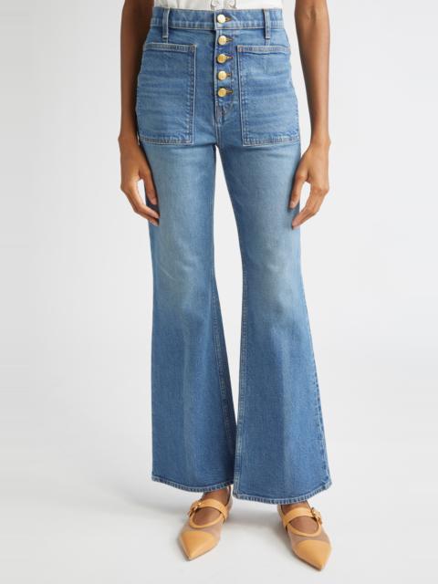 ULLA JOHNSON The Lou Button Fly Flare Jeans