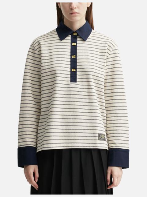 GANNI STRIPED COTTON POLO