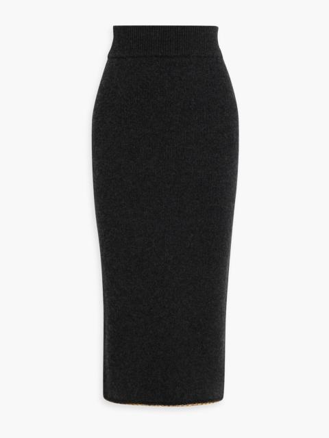 TOTEME Chain-embellished wool-blend midi pencil skirt