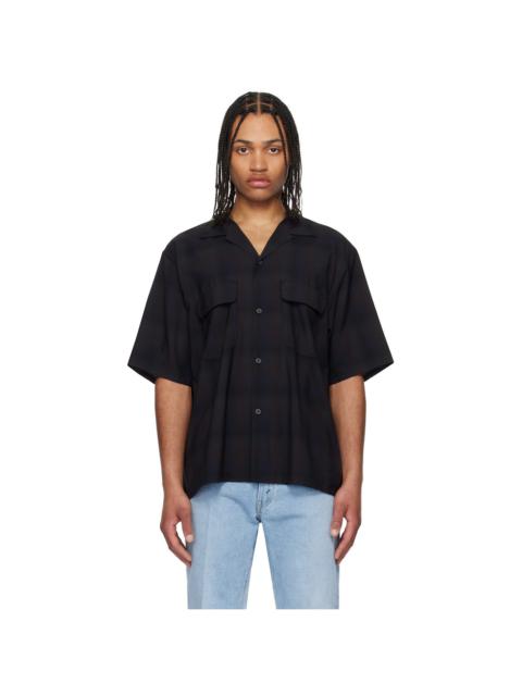 Navy & Black Open Collared S/S Shirt