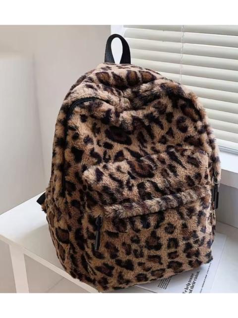 Other Designers Exquisite Leopard Print Women Backpack Brown Good Size Soft Plush Bag Zipper Adjustable