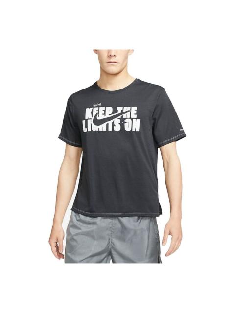 Nike Nike Dri-FIT Miler Wild Run Casual Breathable Printing Running Short Sleeve Black DD5277-045