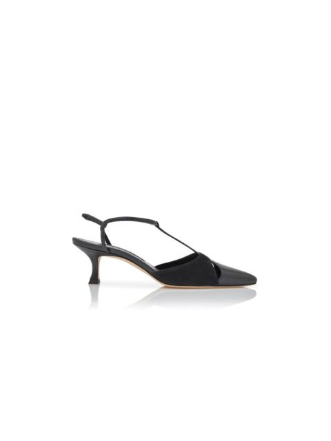 Manolo Blahnik Black Nappa Leather T-Bar Pumps