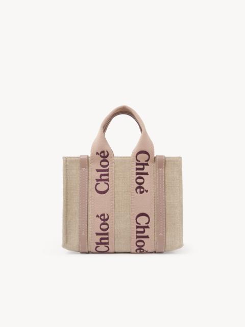 Chloé SMALL WOODY TOTE BAG IN LINEN