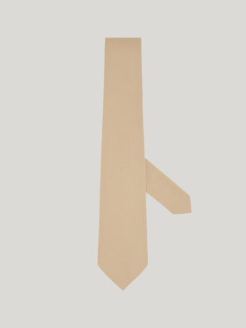 Canali BEIGE AND BROWN SILK GENUINE DOUBLE STITCH TIE