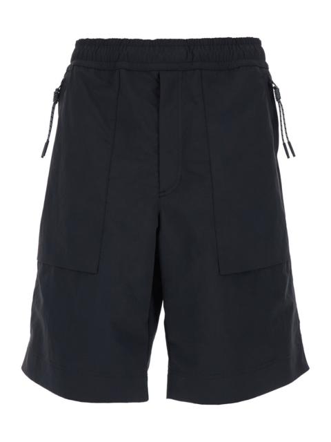 Moncler Grenoble Moncler Grenoble Men Black Bermuda Shorts With Elastic Waist And Logo Patch On The Back In Tech Fabr