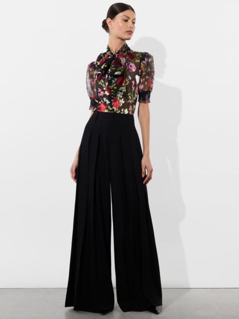 Alice + Olivia BRENTLEY TIE NECK PUFF SLEEVE BLOUSE