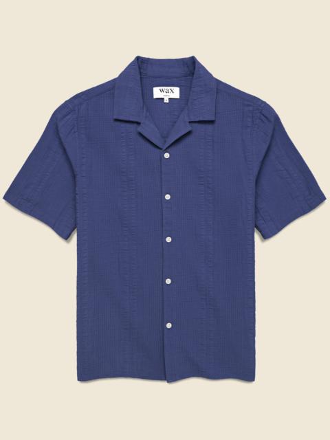 Wax London Double Weave Didcot Shirt - Dark Blue