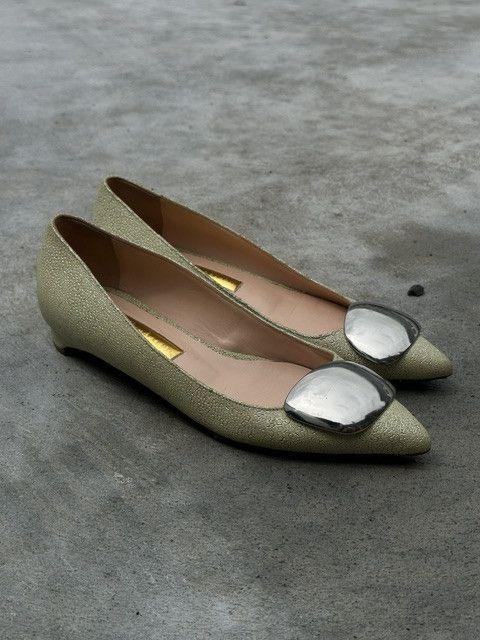Other Designers Rupert Sanderson Sage Green Pebble Flats