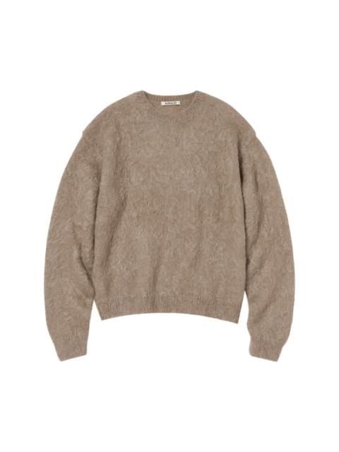 Auralee Brushed Super Kid Mohair Sweater 'Pink/Beige'