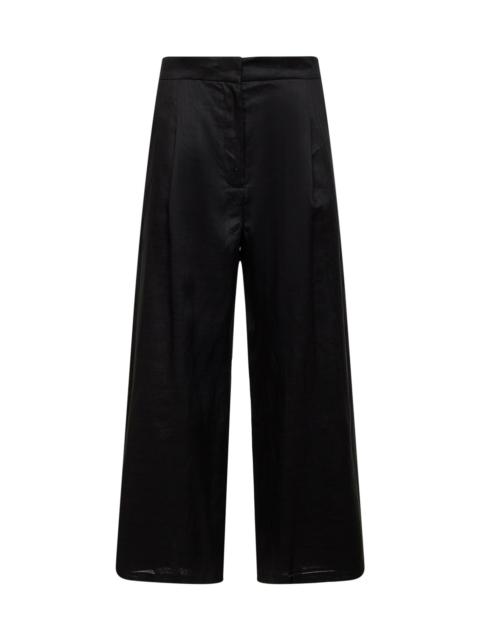 Max Mara Studio Max Mara Studio Women Black Washed Ramie Canvas Msttartufo Cropped Trousers