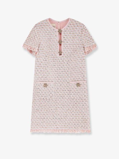 Valentino Embroidered Ribbon Tweed Dress