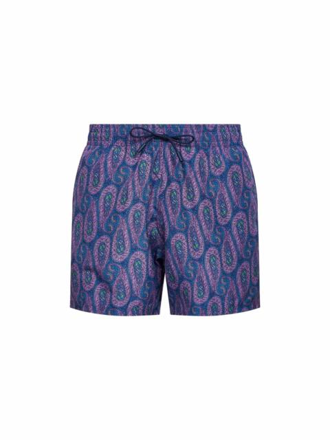 Etro Etro Men Purple Floral Paisley-Printed Swim Shorts