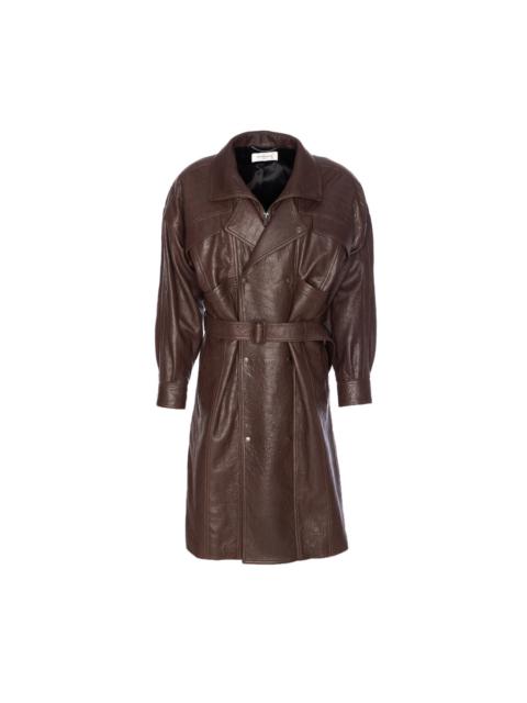 Saint Laurent Men Lamb Leather Balloon Long Coat