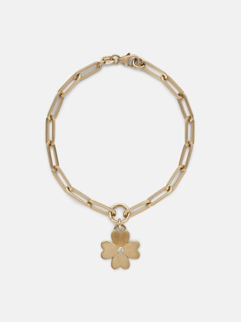 FOUNDRAE Four Heart Clover 18kt gold chain bracelet with diamonds