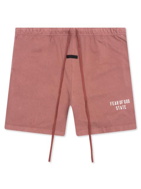 ESSENTIALS HEAVY JERSEY SOCCER SHORT - CRIMSON