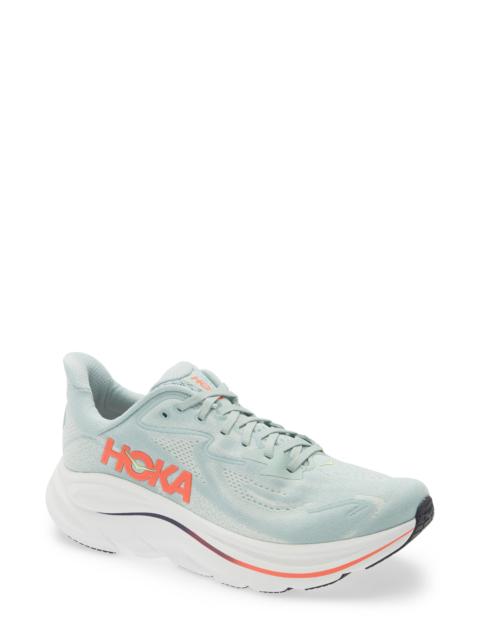 HOKA HOKA Clifton 10 Running Shoe in Sage /Neon Flame at Nordstrom