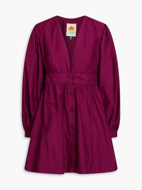 FARM RIO Gathered cotton-poplin mini dress