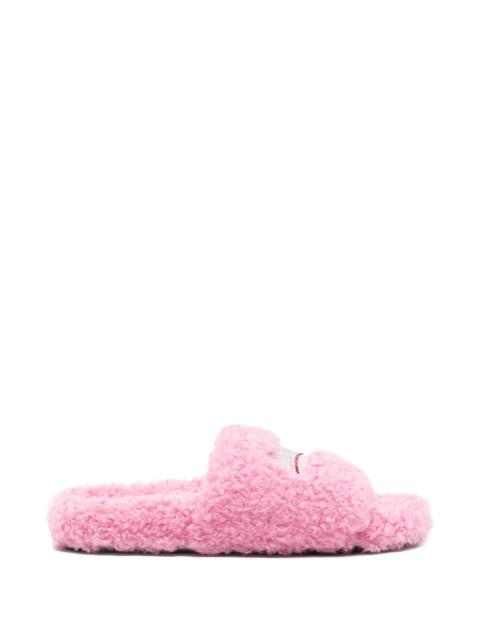 BALENCIAGA Balenciaga Faux-fur Logo-detail Flat Sandals
