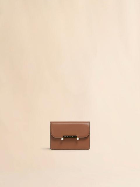 Marni BROWN LEATHER ENVELOPE CARD HOLDER