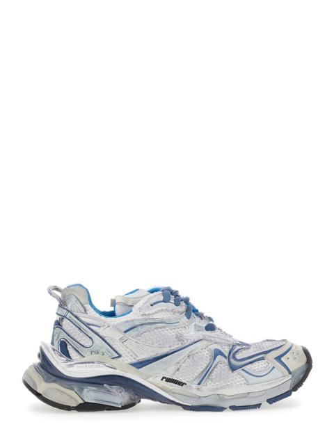 Balenciaga Men 'Runner 2.0' Light Blue Low Top Sneakers With Runner Logo In Tech Fabric Man