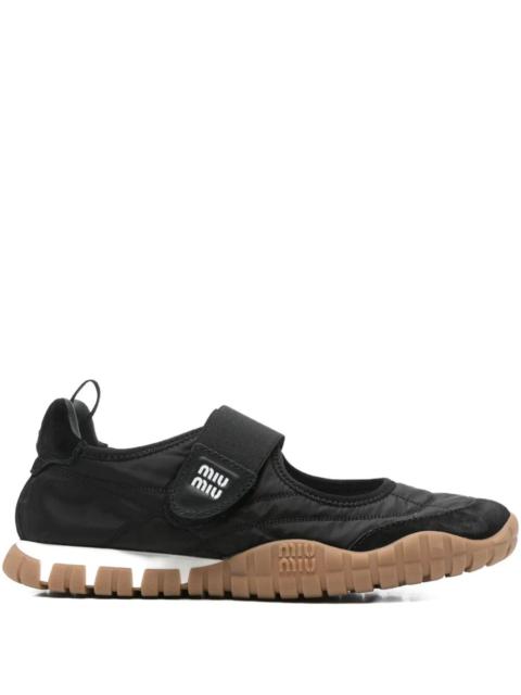 Miu Miu Miu Miu Women Tyre Technical Fabric And Suede Ballerinas