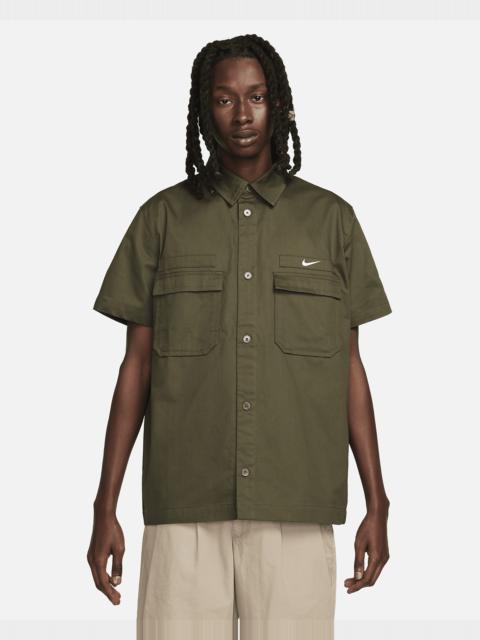 Nike Life Men's Woven Military Short-Sleeve Button-Down Shirt