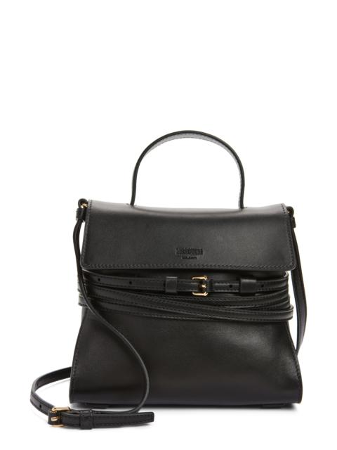 Moschino Moschino Small Tie Me Leather Top Handle Bag in Black at Nordstrom
