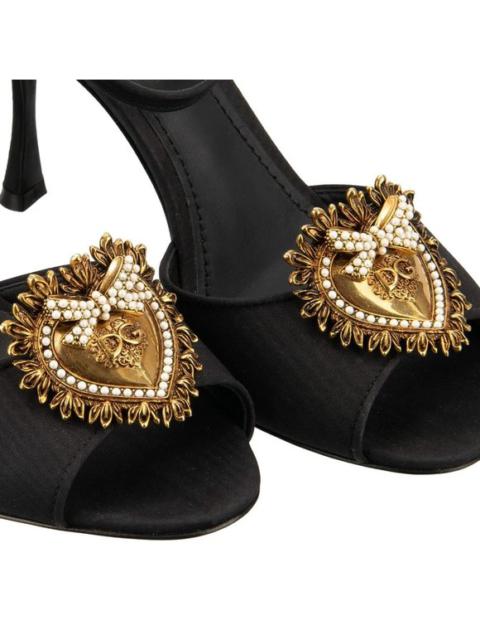 Dolce & Gabbana DEVOTION Pearl Heart Brooch Sandals Heels Pumps KEIRA 35 13396