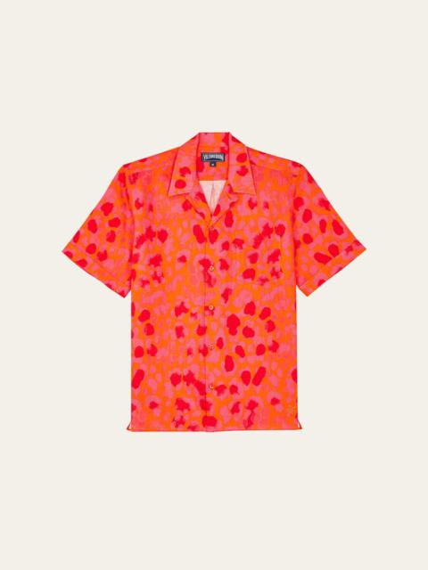 Vilebrequin Men's New Leopard Linen Camp Shirt