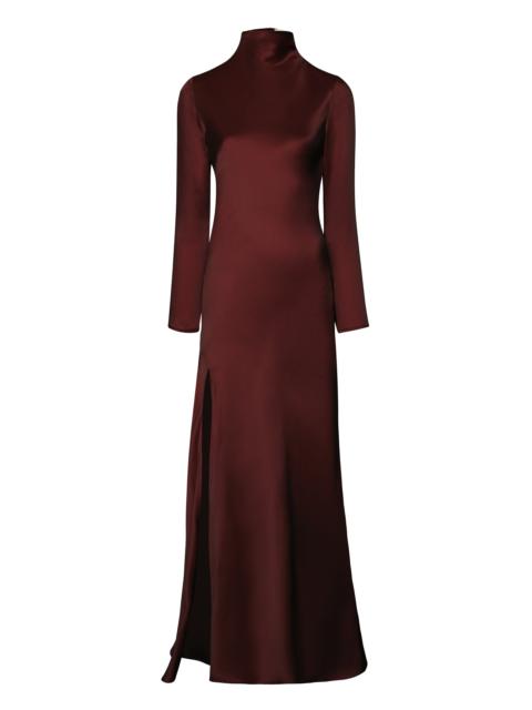 LAPOINTE Satin Draped Neck Bias Dress With Slit
