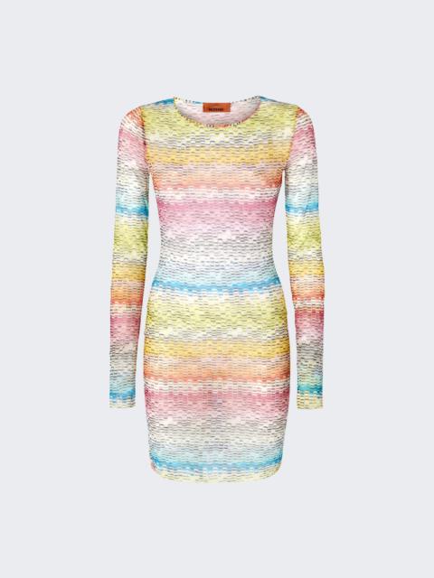 Missoni Long Sleeve Cover-up Dress In Printed Tulle Multicolor