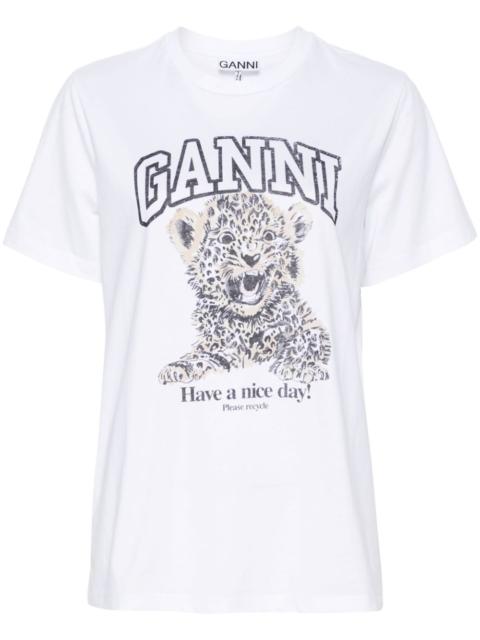 GANNI Ganni Women Leopard Organic Cotton T-Shirt