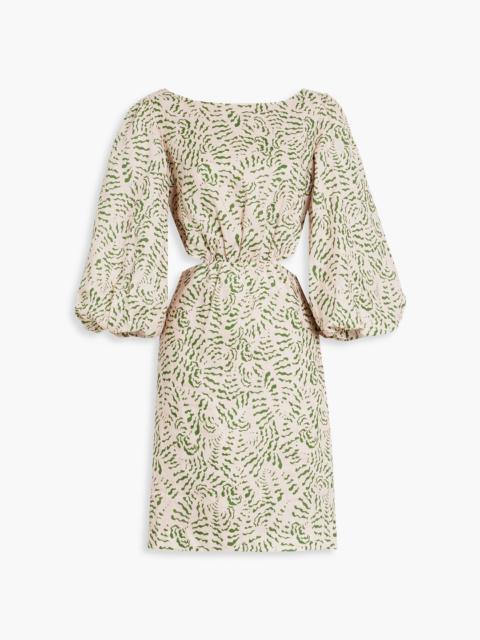 Other Designers Neela cutout printed linen mini dress