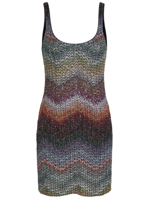 Missoni Missoni Sequin-embellished Zigzag Metallic-knit Mini Dress