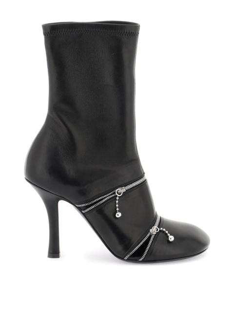 Burberry Leather Peep Ankle Boots Women