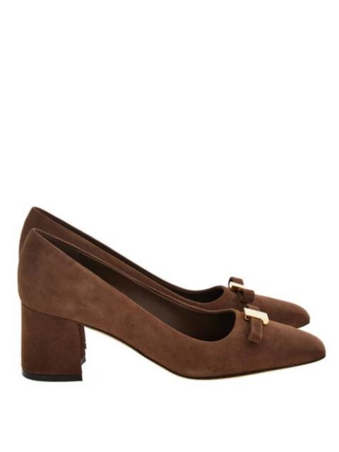 FERRAGAMO Ferragamo Myra Bow Block Heel Pumps, Size 7 C